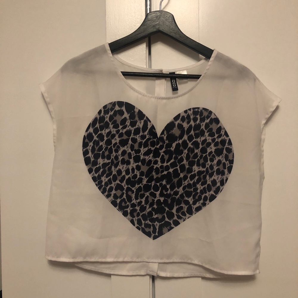 H & M animal print heart top